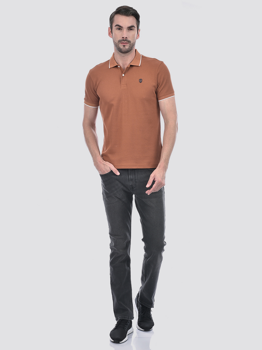 Numero Uno Men Striped Brown T-Shirt